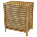 Natural Bamboo Open Slats Laundry Hamper with Hinged Lid and Cotton Liner